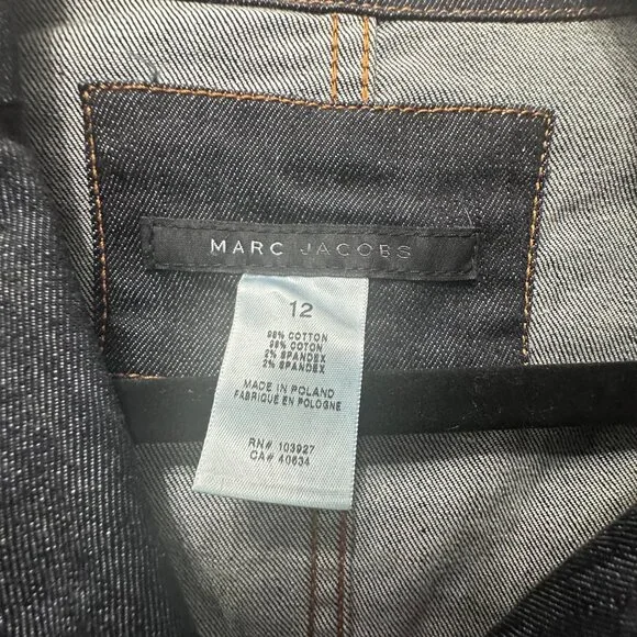 Marc Jacobs Vintage Dark Blue Denim Blazer Jacket Size 12 - Picture 6 of 7